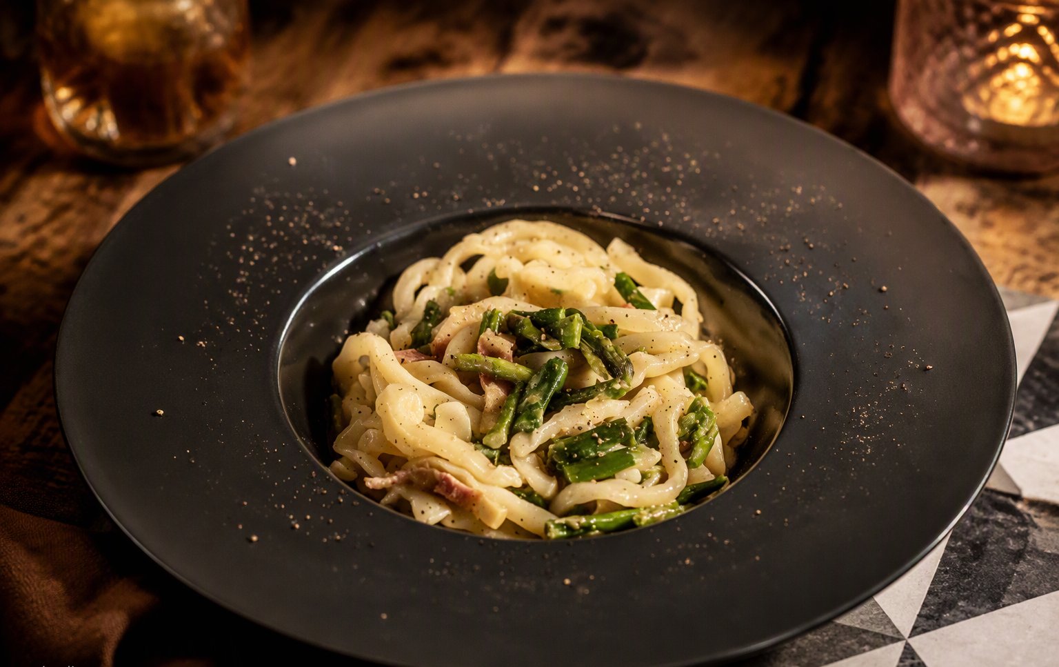 La pasta fresca della casa in crema di verdure